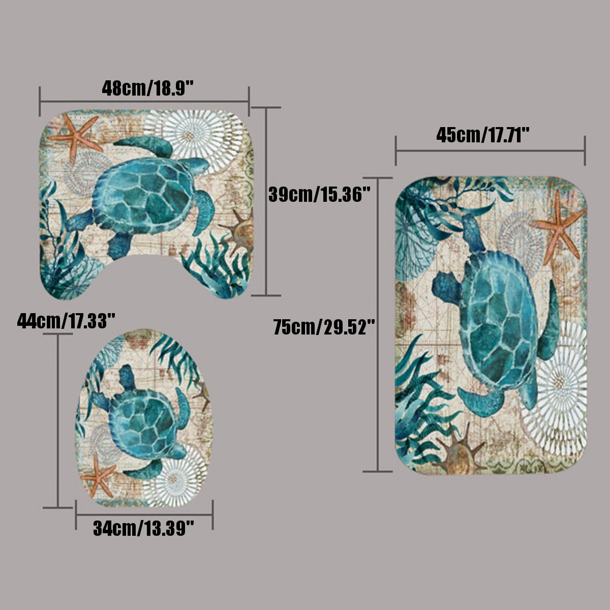 Sea Turtle Ocean Scenery Shower Curtain Bathroom Waterproof Fabric 12 Hook 71/"