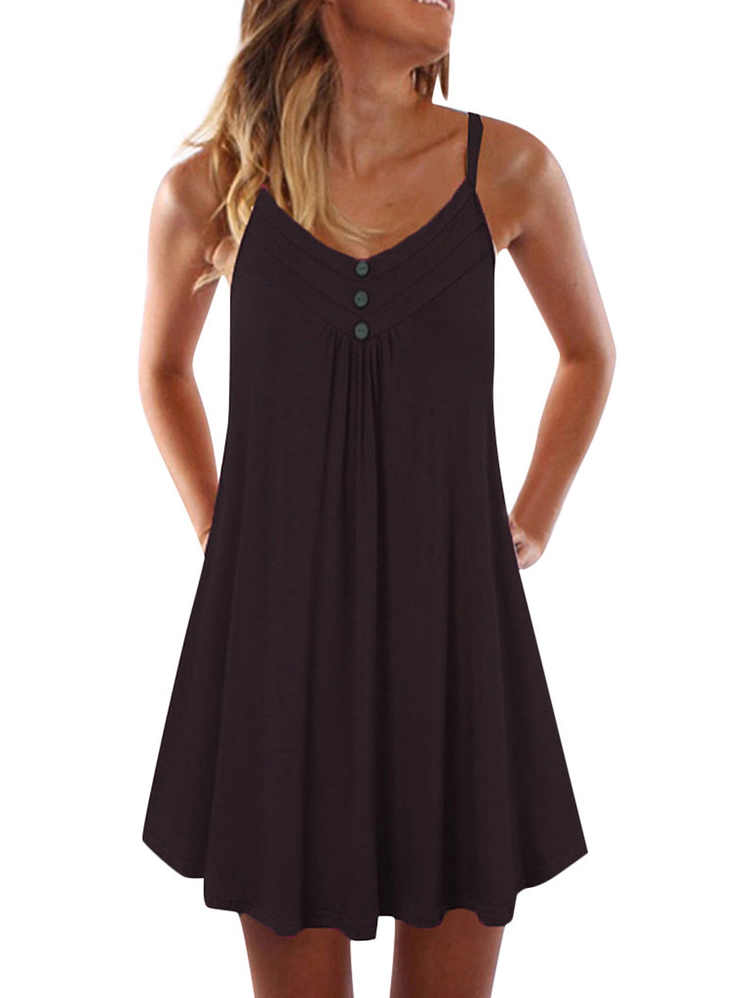 plain black strappy dress