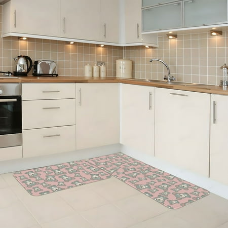 

Kitchen Mats for Floor 2 Piece - Cute Bear Print Pink Anti Fatigue Mats for Kitchen Floor Kitchen Rugs Non Slip Washable Mat for Home Kitchen Decor