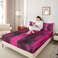 thumbnail image 5 of Homewish Modern Fashion Artwork Twin Sheet Sets, Deep Pink Abstract Ombre Twin Fitted Sheet, Teens Adult Women Men Flat Sheet, Microfiber Bedroom Decor, 3pcs, 5 of 8