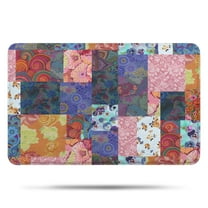 Colorful Pioneer Flower Patchwork Bathroom Rugs Mat,Non Slip Microfiber Bathroom Rug,Rubber Backing,Soft Bathroom Mats for Bathroom Floor,Tub and Shower,17x27in(43x68cm)