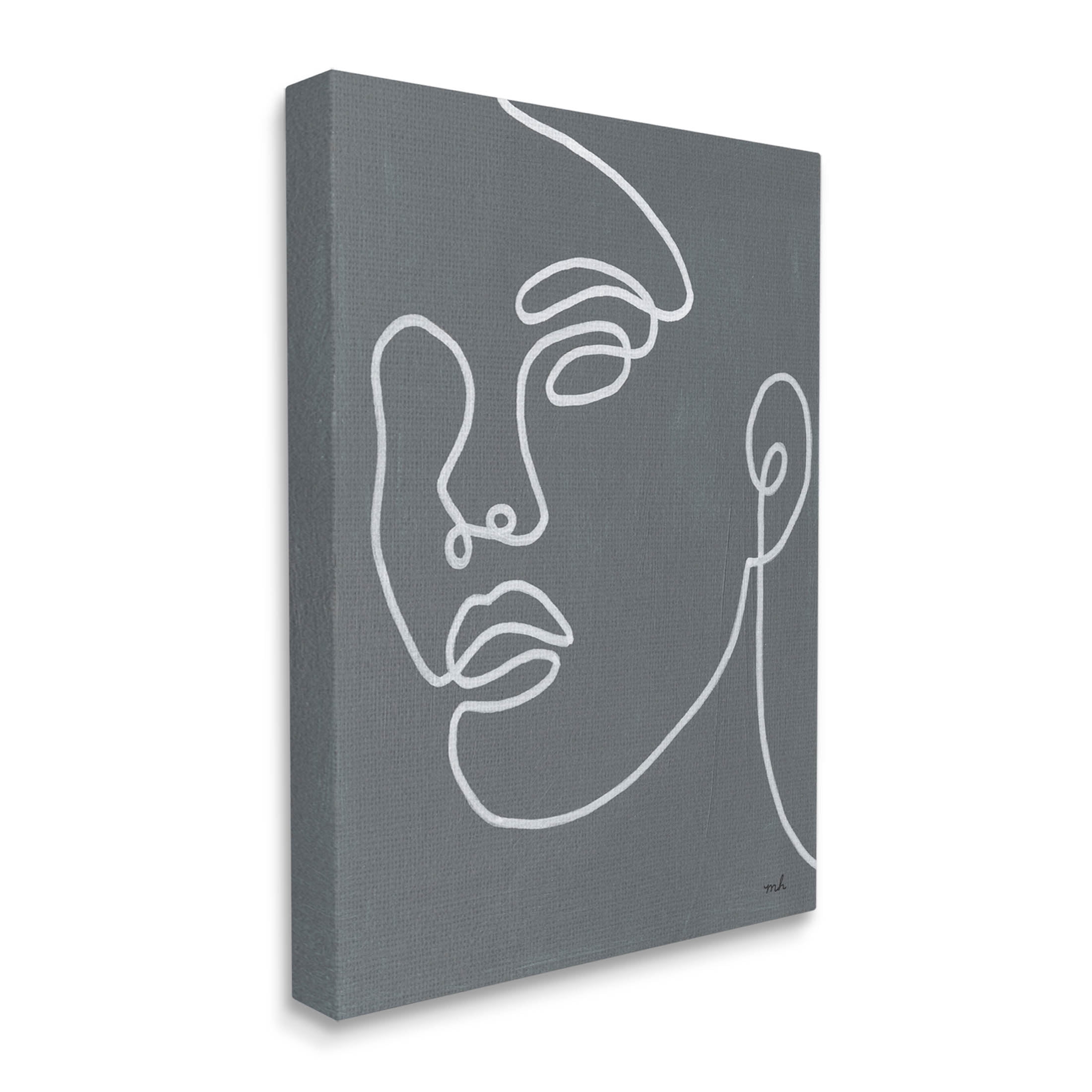 Stupell Industries Grey Minimal Doodle Face Girl Graphic Art Gallery Wrapped Canvas Print Wall Art, Design by Moira Hershey
