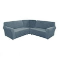 thumbnail image 2 of JIAN YA NA 3 Piece L Shape Velvet Stretch Sofa Cover Corner Sectional Couch Protector(5 Seater ,Grey Blue), 2 of 5