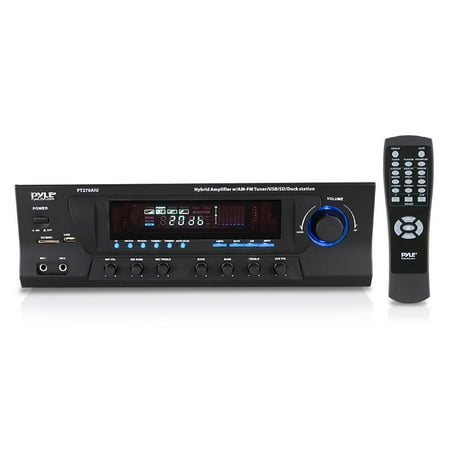 - PYLE PT270AIU - 300 Watt Stero Receiver with Built-In iPod Docking Station -AM-FM Tuner, USB Flash & SD Card Readers & Subwoofer Control