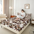 thumbnail image 4 of Castle Fairy Teens Adults Cow Print Twin Sheet Sets 3pcs,Bohemian Tribal Aztec Twin Fitted Sheet Microfiber,Farmhouse Animal Breathable Flat Sheet,Microfiber Bedroom Decor, 4 of 7