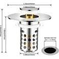 thumbnail image 2 of Universal Bathroom Sink Stopper, Pop Up Sink Drain Strainer Plug with Removable Stainless Steel Filter Basket Hair Catcher, Bathroom Bathtub Drain Stopper for 1.1-2.36 Inch Basin(1PACK), 2 of 9