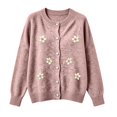 thumbnail image 4 of WCJM Womens Dressy Cardigan Sweaters Long Sleeve Button Down Crewneck Knit Fall Outwear Top (Light Pink,S), 4 of 5