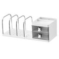 thumbnail image 4 of Organizador de escritorio, estante de almacenamiento de oficina con 2 cajones, suministros de papelería, soporte versátil, soporte para bolígrafos, Blanco, 4 of 8
