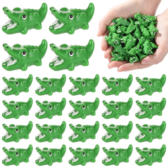 50 Pcs Mini Green Crocodile Figurines - Cute Resin Animal Decor for Fairy Gardens, Cake Toppers, Terrariums & Diorama Crafts