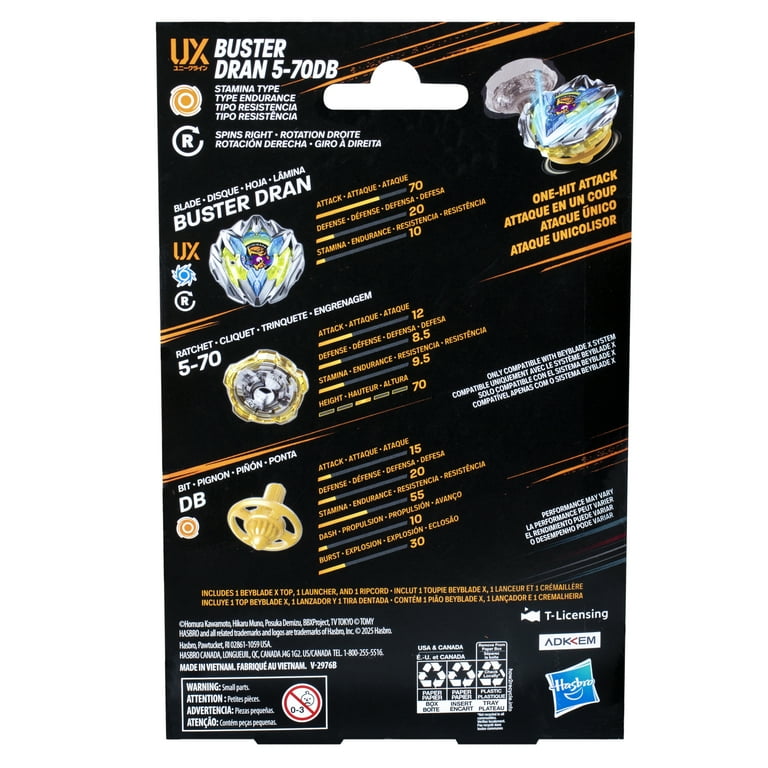 Beyblade, Starter Pack, 5-70DB UX, Stamina Type Top & Launcher