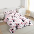 thumbnail image 3 of Homewish Cute Cartoon Penguin Queen Comforter Set,3D Loves Pattern Bedding Sets,Pink White Black Bedding Comforter Set For Girl Kids,Microfiber Bedroom Decor Reversible,3 Pieces, 3 of 8