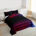 thumbnail image 3 of jejeloiu Geometric Lines Pattern Full Size Comforter Sets,Neon Stripe Bedding Comforter Set,Black Red Bedding Sets For Teens,Microfiber Bedroom Decor Reversible,3 Pieces, 3 of 8