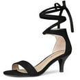thumbnail image 1 of BLISSFUL STEP Women's Open Toe Kitten Heel Lace Up Fastening Sandals, 1 of 7