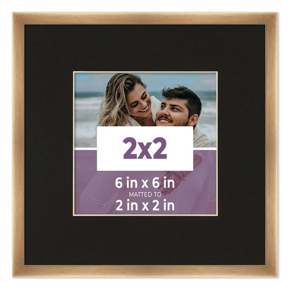 2x2 Frame Bronze With Black Picture Mat For 2x2 Photo - Bronze 6x6 Frame To Display Print or Poster
