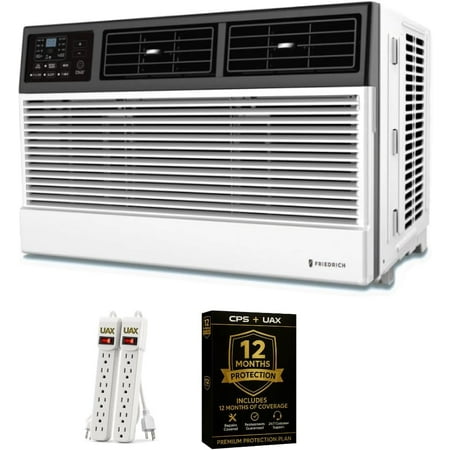 Friedrich 6,000 BTU Window Air Conditioner with Remote, Cools Rooms up to 250 Sq. Ft., Quiet, Energy-Efficient, AC Unit for Bedroom or Living Room – Bundle with AUX Power Strip & 1 Year CPS Protection
