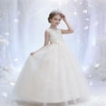 thumbnail image 4 of Makaor Flower Girl Dress Toddler Girls Embroidered Ruched Ball Gown Dress Mesh Sleeveless Birthday Party Dresses Empire Waist Maxi Formal Dresses, 4 of 8