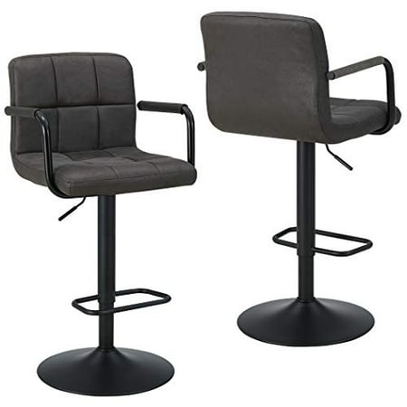 Duhome Breakfast Swivel Bar Stools Square Adjustable Height With Backs And Arms Set Of 2 Modern Chairs Tech Fabric Dark Gray Canada Duhome Breakfast Swivel Bar Stools, Stools With Backs And Arms