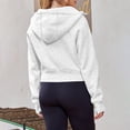 thumbnail image 5 of Cropped Cotton Hood Jackets with Thumb Holes Casual Sports Zip-up Hooded Sweatshirts for Womens Fall Fashion Outwear (Medium, Gray), 5 of 6