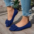 thumbnail image 2 of HEWUQI Ballet Flats for Women Suede Solid Color Insole Lightweight Bowknot Mary Jane Non Slip Comfortable Business Dress Shoes Blue Size 6.5, 2 of 4