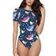 thumbnail image 1 of Balery Colorful Cartoon Shark Body de cuello redondo de manga corta para mujer Tops de manga corta Tops básicos-XX-Large, 1 of 7