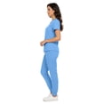 thumbnail image 3 of MediChic Women’s Premium Scrub Set – V-Neck Notch Scrub Top & 6-Pocket Jogger Scrub Pants, 4-Way Stretch, Medical Uniform Ceil XS, 3 of 5