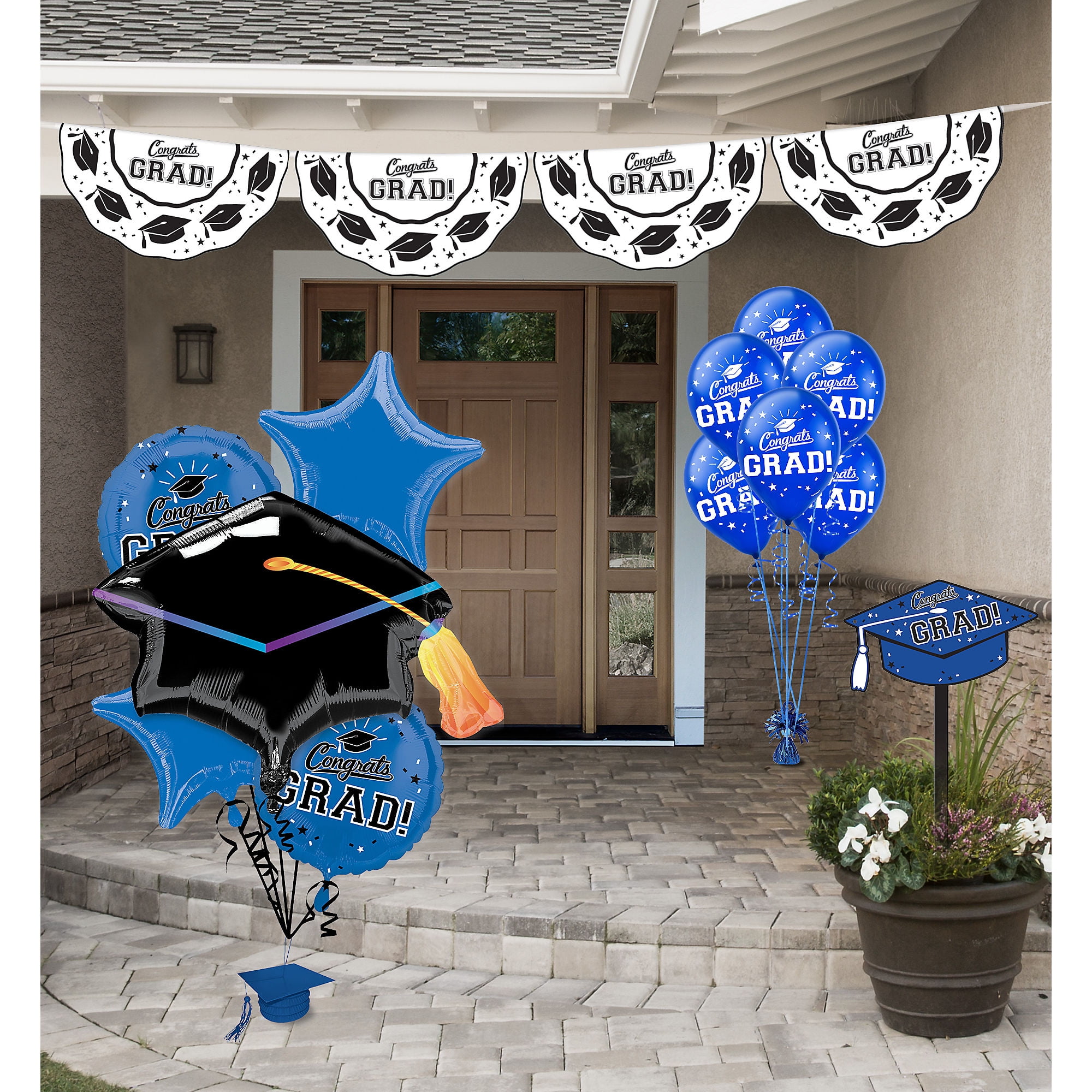 Party City Congrats Grad Graduation Outdoor Decorating Kit, Includes
