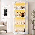 thumbnail image 7 of Glass Display Cabinet, 4-Tier Curio Cabinets with 3 Color Lights, Corner Curio Cabinets for Collectibles/Toys/Books, Storage Cabinets with Human Body Sensor & Charging Ports for Living Room, 7 of 7