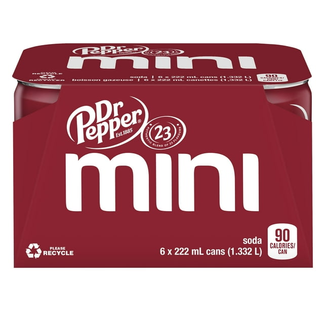 Dr Pepper Soda 6 x 222 mL, Mini Canettes