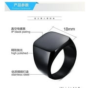 Black Stainless Steel Arabic Calligraphy Signet Ring for Men, In The Name of Allah Ring Muslim Faith Symbol Big Thumb Ring Islamic Jewelry for Protection, Size 10