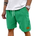thumbnail image 2 of Mens Lightweight Corduroy Shorts Elastic Waist Drawstring Casual Summer Shorts Green XL, 2 of 6