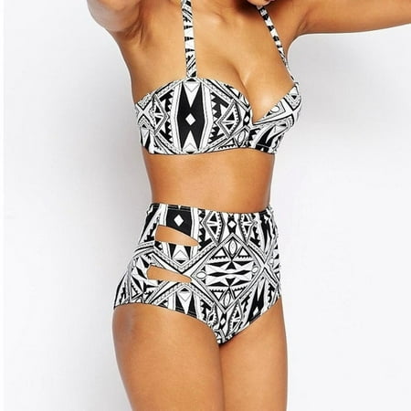 Women's Geometry of Tall Waist Fission Swimsuit, Sexy Backless