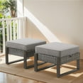 thumbnail image 2 of PARKWELL 2PCS Patio Wicker Ottoman Seat Foot Rest Side Table with Cushions for Indoor Outdoor,Gray, 2 of 8