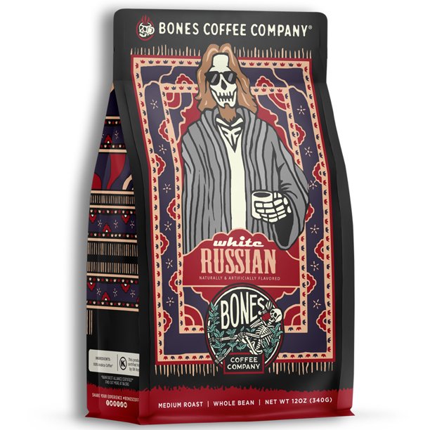 Bones Coffee Medium Roast Ground Coffee 12 oz White Russian Cream and