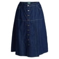 thumbnail image 5 of Terra & Sky Women's Plus Drapey Button Front Denim Skirt, Sizes 16W-24W, 5 of 5
