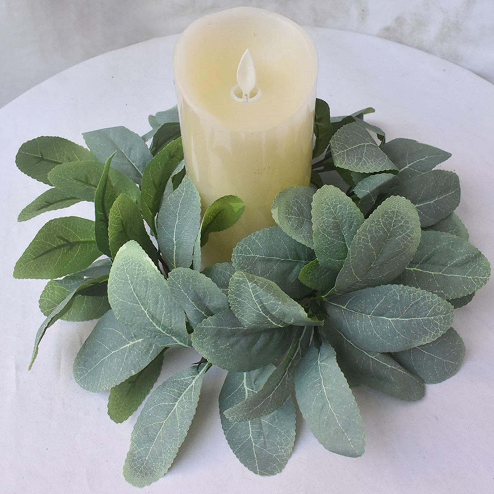 Pillar Candle Rings Wreath Leaves Wreath Centerpieces For Home Front