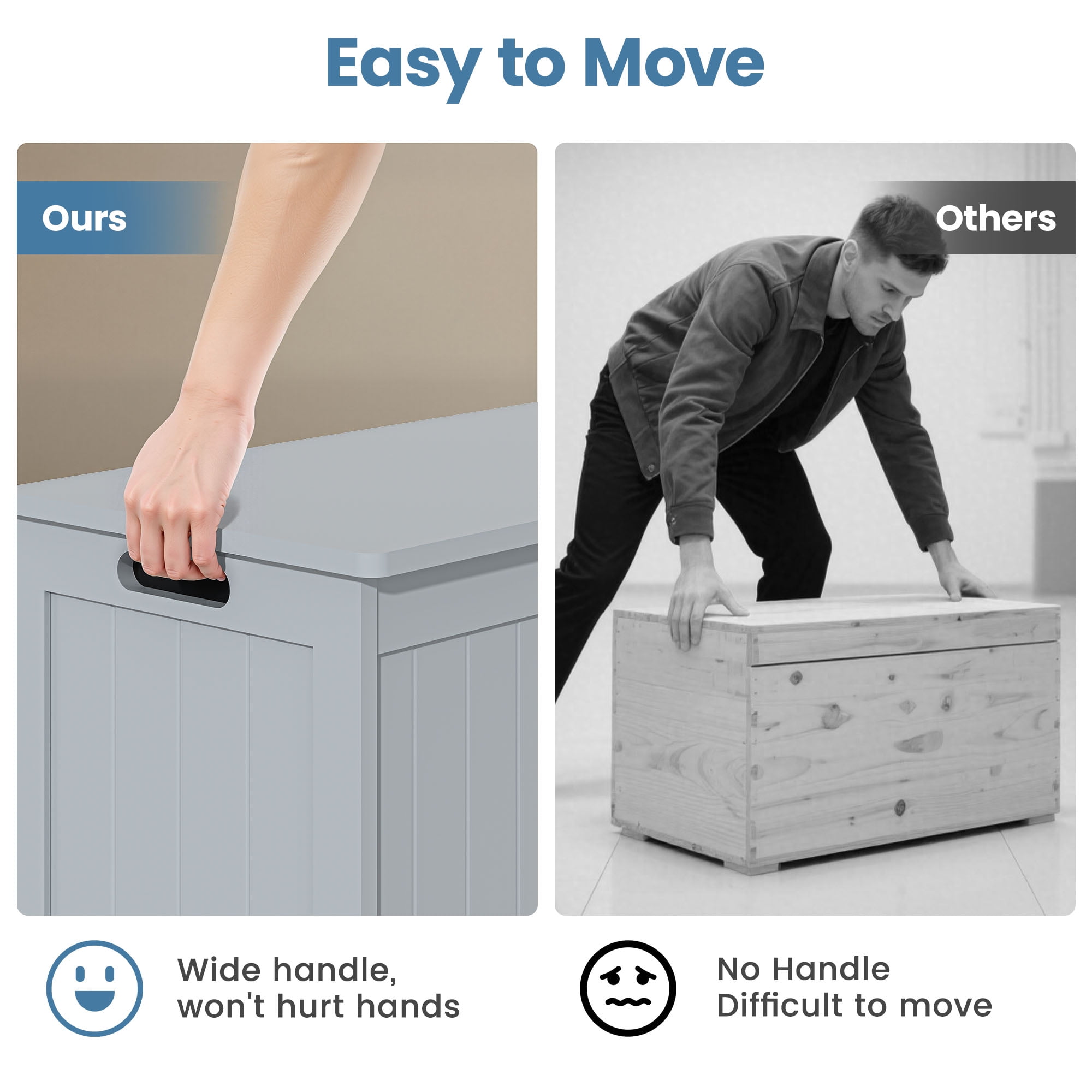 Kids Toy Box, Gray Wooden Toy Chest Organizer with Safety Hinged Lid, Entryway Storage Bench Supports 100 lbs, Toy Storage Chest for Bedroom, Toddler Room, L0293