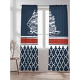 thumbnail image 2 of Sheer Curtains 108 Inches Long 2 Panels Set for Living Room, Navy Blue Coastal Semi Sheer Curtains for Windows, Nautical Ocean Sea Abstract Art Voile Window Treatments Rod Pocket Curtain, 2 of 7