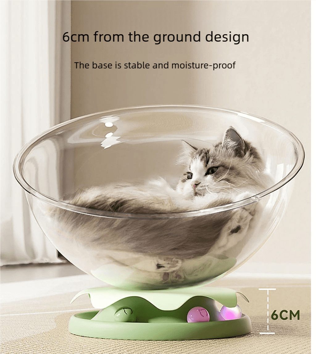 Transparent Space Capsule Cat Bed | All - Season, Play & Sleep Combo | Semi - Enclosed, for Kittens & Adult Cats | M & L Sizes