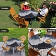 thumbnail image 4 of Black Coastal Round Tablecloth for 45-54 Inch Tables, Fitted Table Cover with Elastic Edge, Nautical Summer Beach Seaside Ocean Waterproof Outdoor Table Cloth Protector for Patio Garden Dinner Picnic, 4 of 9
