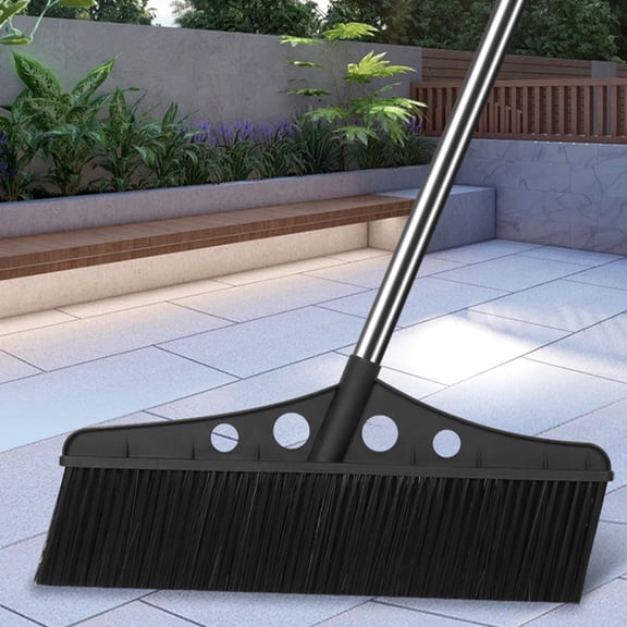 TEHAUX Garden Sweeper Black Stainless Steel Nylon for Outdoor Cleaning