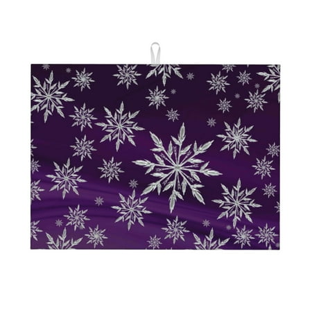 

Qekee Snowflake Gradient Purple Print Dish Drying Mat Dishes Drainer Mat for Kitchen Counter Microfiber Absorbent Dish Draining Reusable Washable Draining Racks Extra Large 18 x24