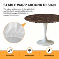 thumbnail image 2 of Elastic Fitted Round Tablecloth, Brown Floral Waterproof Stretch Table Cover for 55"-60" Tables, Vintage Spring Botanical Flowers Washable Outdoor Tablecloths for Patio, Picnic, Camping, 2 of 9