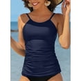 thumbnail image 5 of Sociala Halter Tankini Tops for Womens Ruched Swim Tops Built-in Bra Bath Suit Tops Only UPF50+, 5 of 7