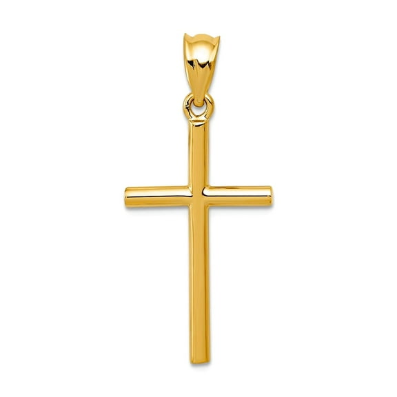 14k Solid Polished Gold Religious Faith Cross Pendant Necklace 25x14mm Wide Pendant for Women
