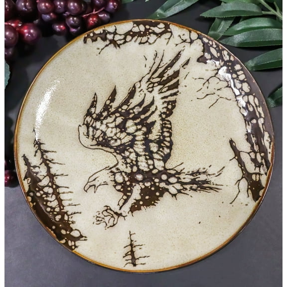 Pack Of 2 Rustic Western Swooping Bald Eagle Salad Appetizer Plates 8.75"D