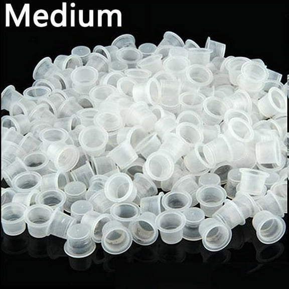 100Pcs Small Medium Large Clear White Plastic Tattoo Ink Cups Holder Supplies