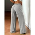 thumbnail image 2 of Women'S Drawstring Waist Straight Streetwear Wide Leg Sweatpants Casual Loose Baggy Long Summer Pants Light Grey S, 2 of 7