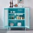 thumbnail image 6 of Storage Cabinet Kitchen Buffet Pantry 40“ Stylish Metal Pantry Cabinet with 2 Mesh Doors, Metal Locker Style Storage Accent Cabinet, Suitable for Office, Dining Room, Living Room, Blue, 6 of 7