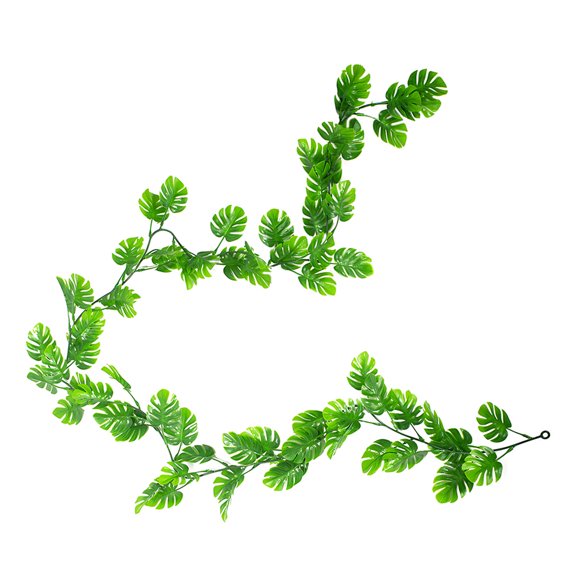 ETEREAUTY Plastic Faux Monstera Vine Garland Wall Decor for Indoor and Outdoor Use, Realistic Artificial Greenery