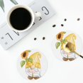 thumbnail image 4 of Yiaed Sunflower Gnomes5 Print Leather Coasters for Drinks - Cup Coasters Coffee Table Kitchen Table Bar, Home & Office Gifts Handmade Drink Coasters-Round Shape, 4 of 6